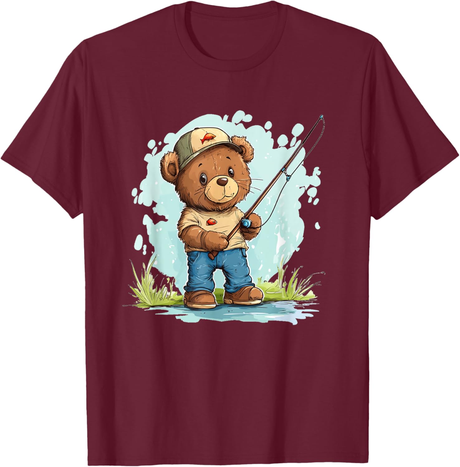 Fishing with Teddy Bear Graphic T-Shirt for Fun Seekers and Adventurers - 8