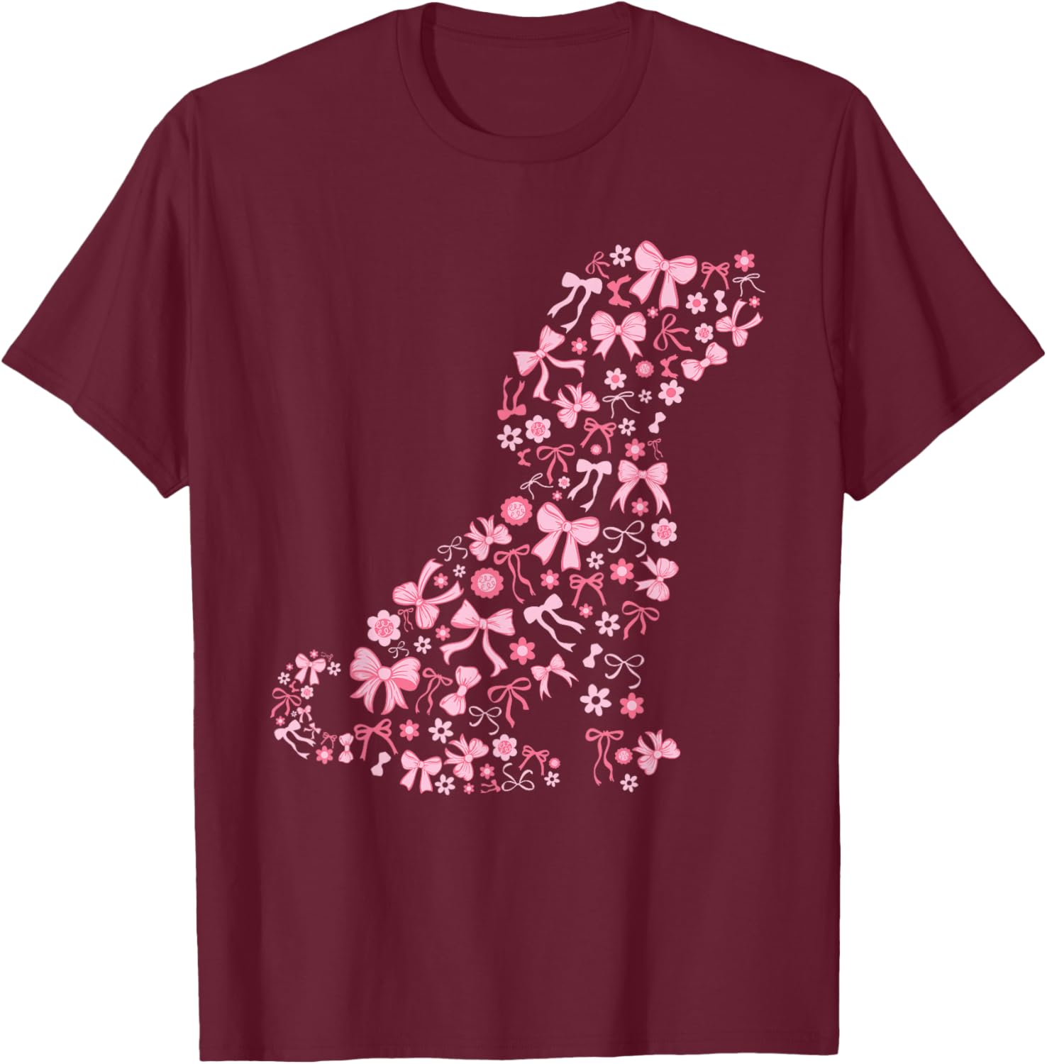 Cute Pink Dog Bow T-Shirt for Women - Stylish Puppy Love Apparel - 12