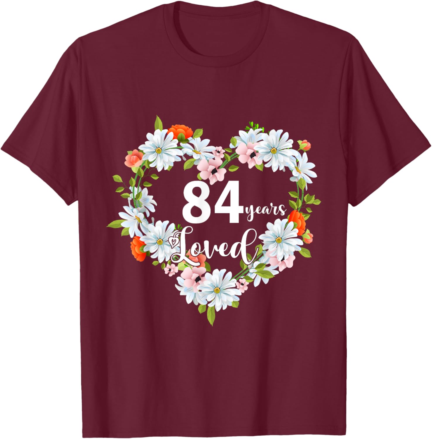 84th Birthday Gift T-Shirt for Women - 84 Years Loved 1941 Design - 7