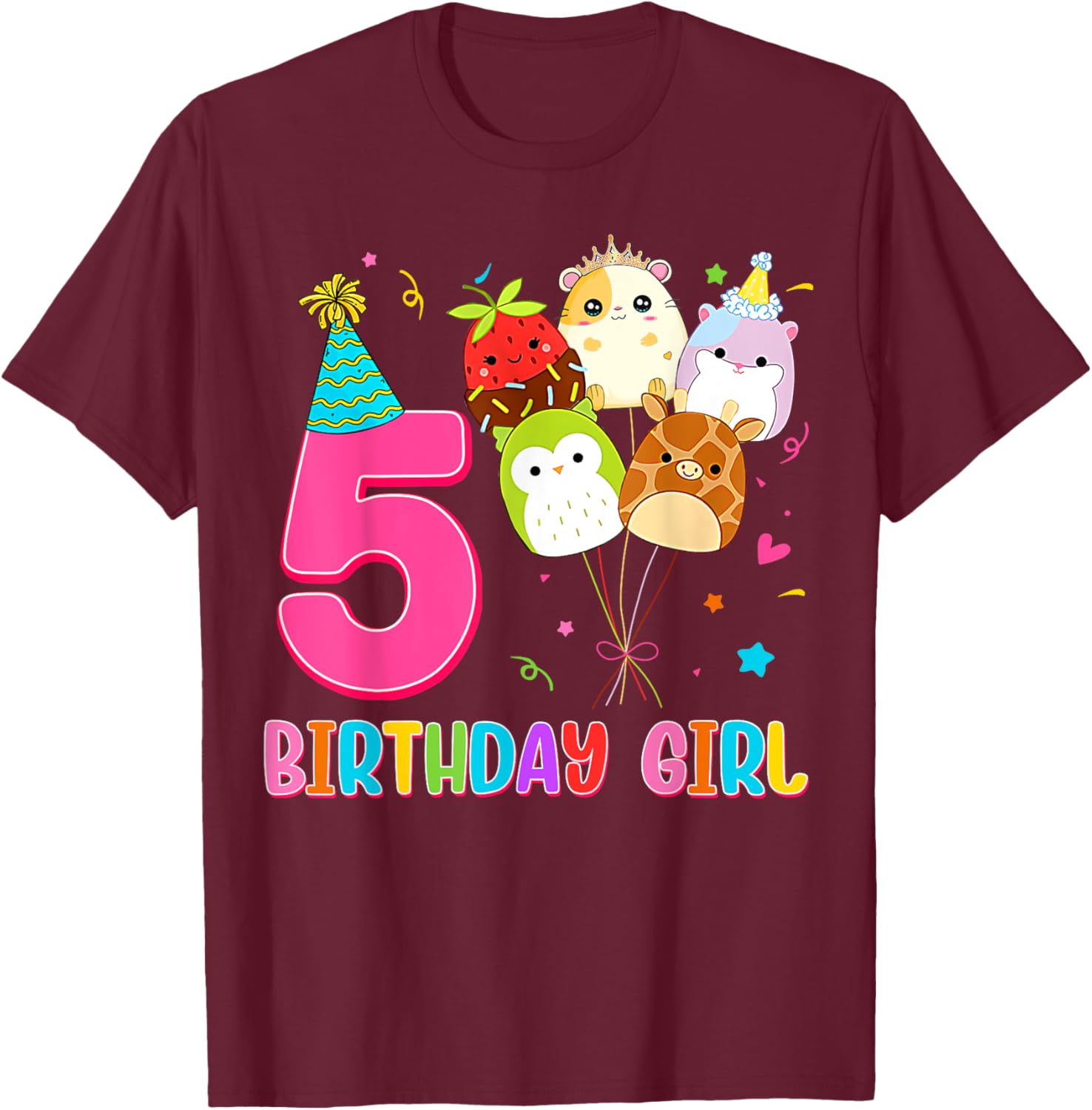 Cute Birthday Girl Squish Squad T-Shirt for 5 Year Old Girls - 12