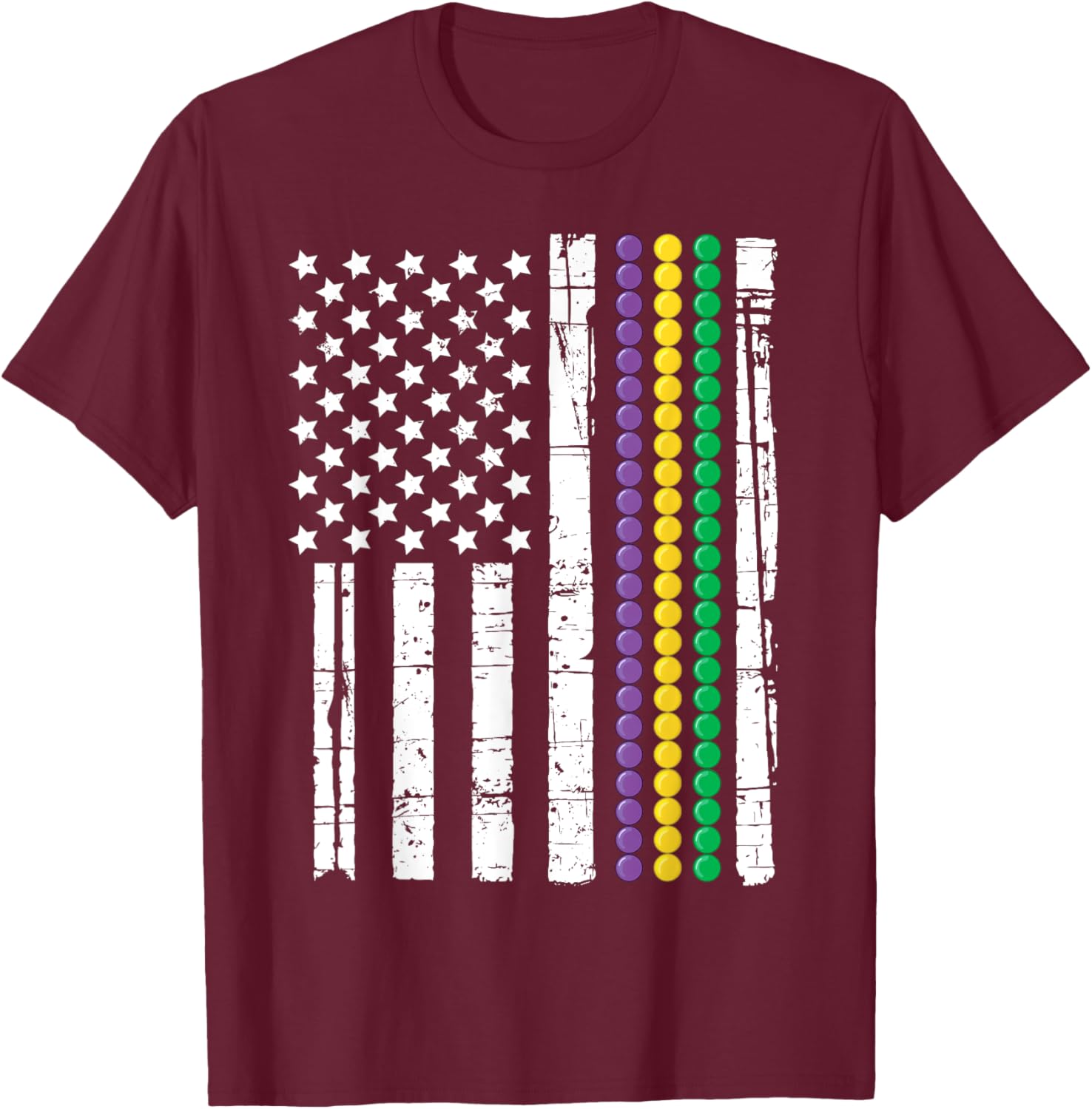Mardi Gras USA Flag T-Shirt for Festive Celebrations and Events - 2