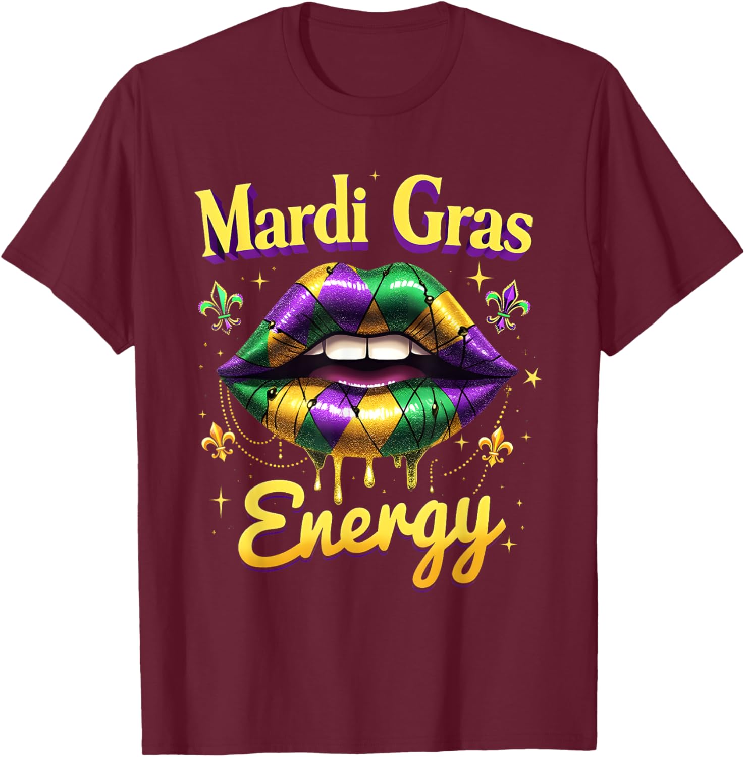 Mardi Gras Energy Carnival Lips T-Shirt New Orleans 2025 Costume Wear - 19