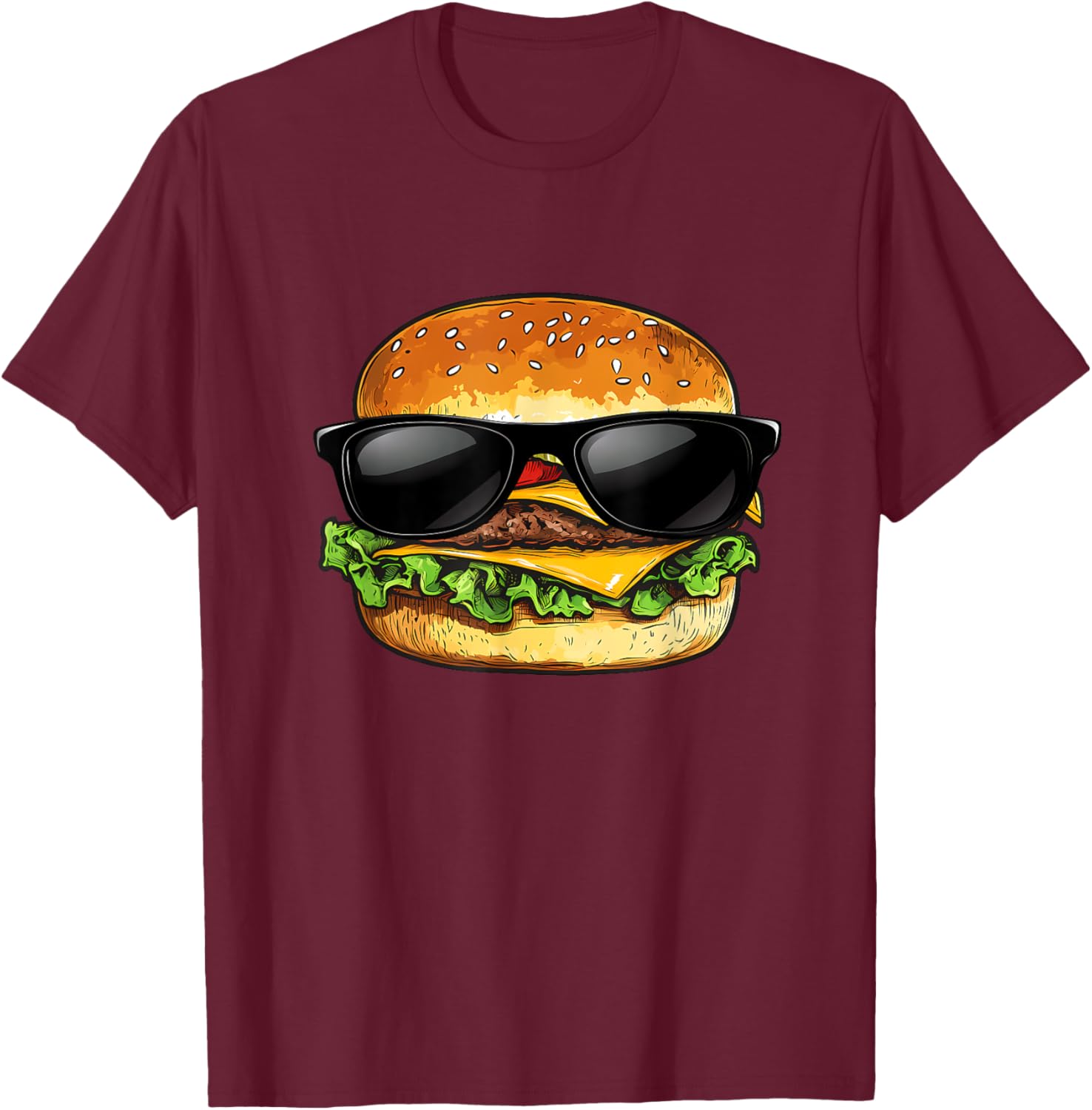 Funny Hamburger Sunglasses Cheese BBQ T-Shirt for Food Lovers - 5