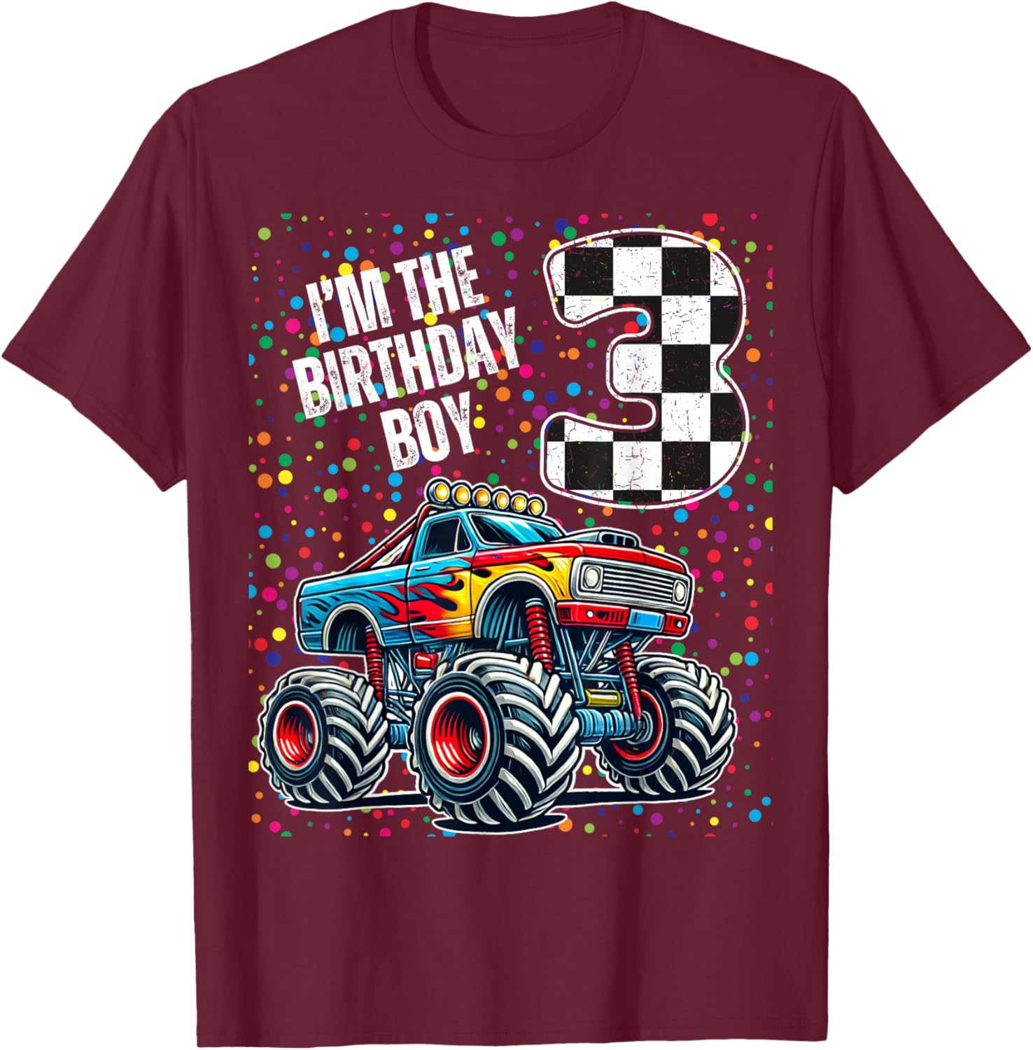 3rd Birthday Monster Truck Shirt for Boys Fun Family Celebration Tee - 3
