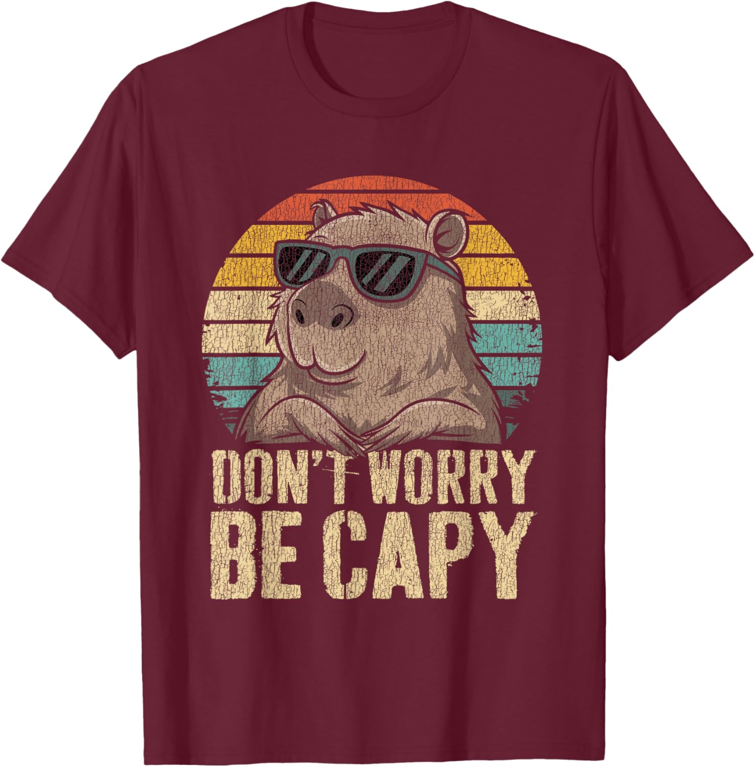 Dont Worry Be Capy Capybara Funny Retro T-Shirt for All Ages - 12