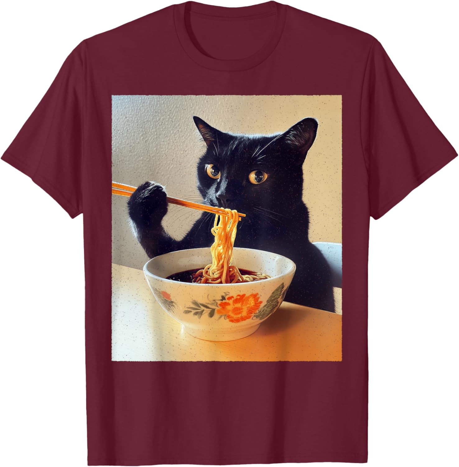 Funny Black Cat Ramen Lover T-Shirt for Noodle Enthusiasts - 14