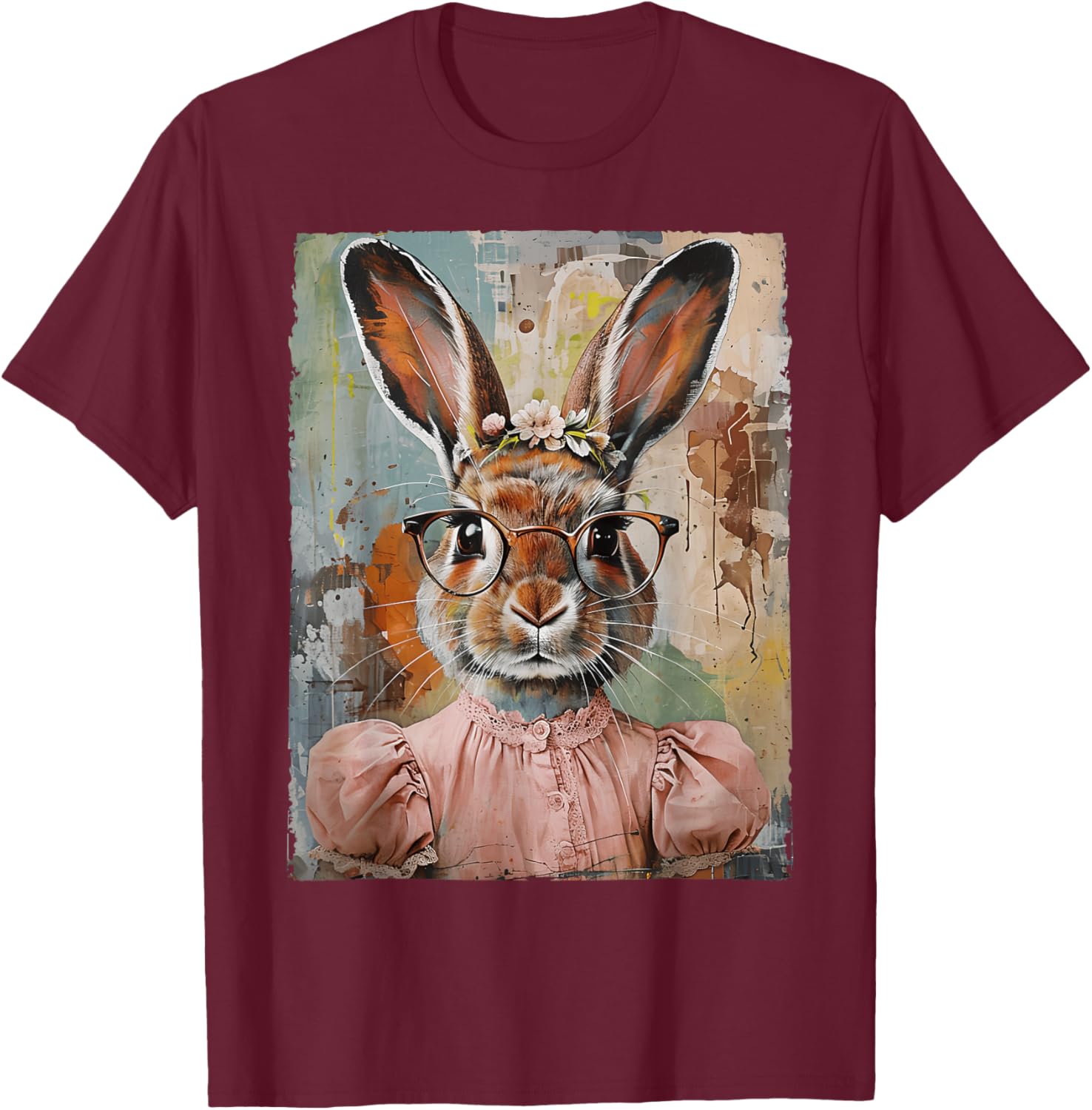 Happy Easter Bunny Rabbit Flower Graphic T-Shirt for Women and Girls - 11