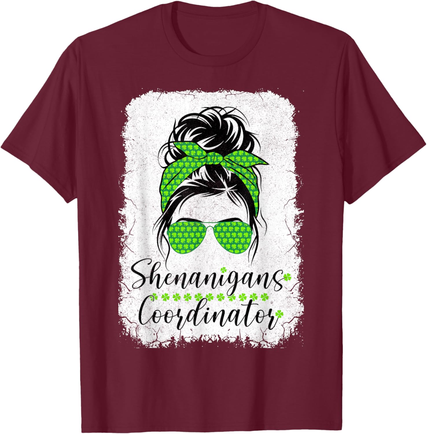 Shenanigans Coordinator Messy Bun St Patricks Day T-Shirt for Women - 17