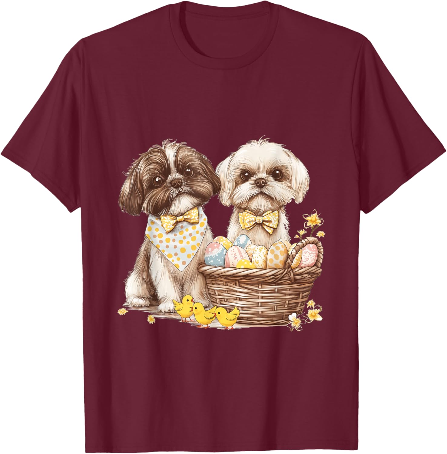 Happy Easter Shih Tzu Dog T-Shirt with Eggs and Chicks for Fun Celebrations - 4