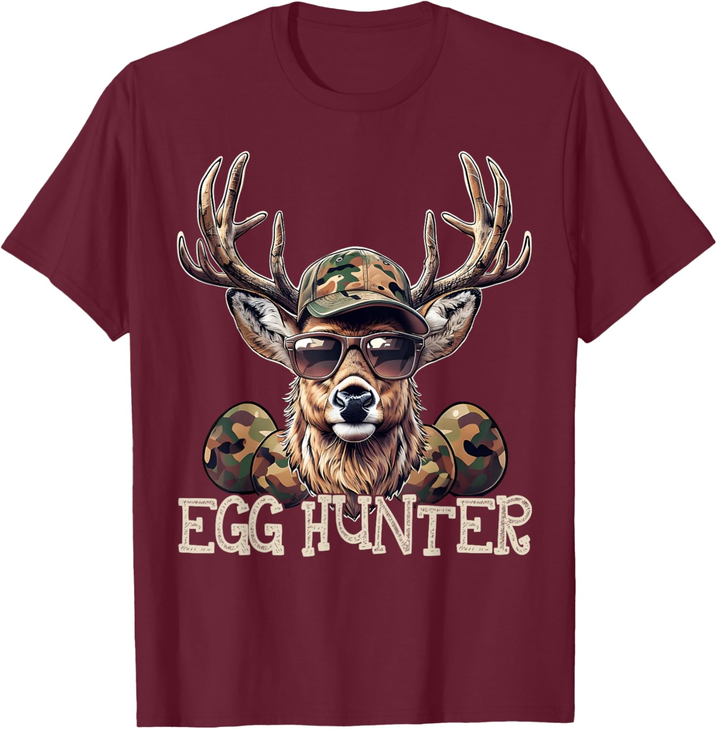 Egg Hunter Deer Camo Cap Boys T-Shirt Perfect for Easter and Hunting - 2