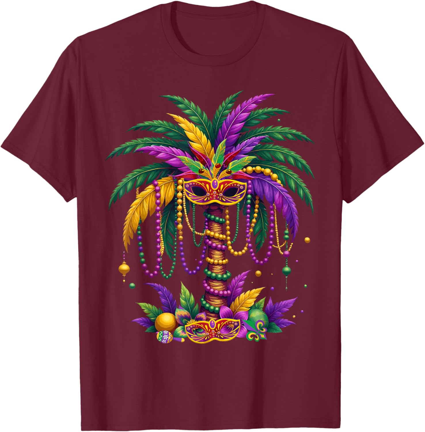 Funny Palm Tree and Beads T-Shirt for Mardi Gras Tropical Parties - 5