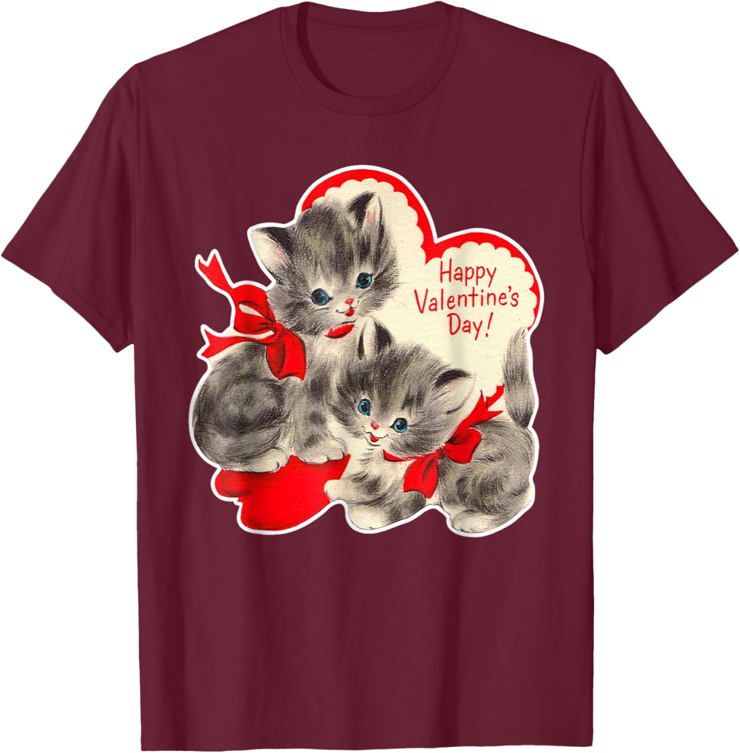 Vintage Valentine's Day Cat T-Shirt Retro Kitten Love Top for Pet Lovers - 21