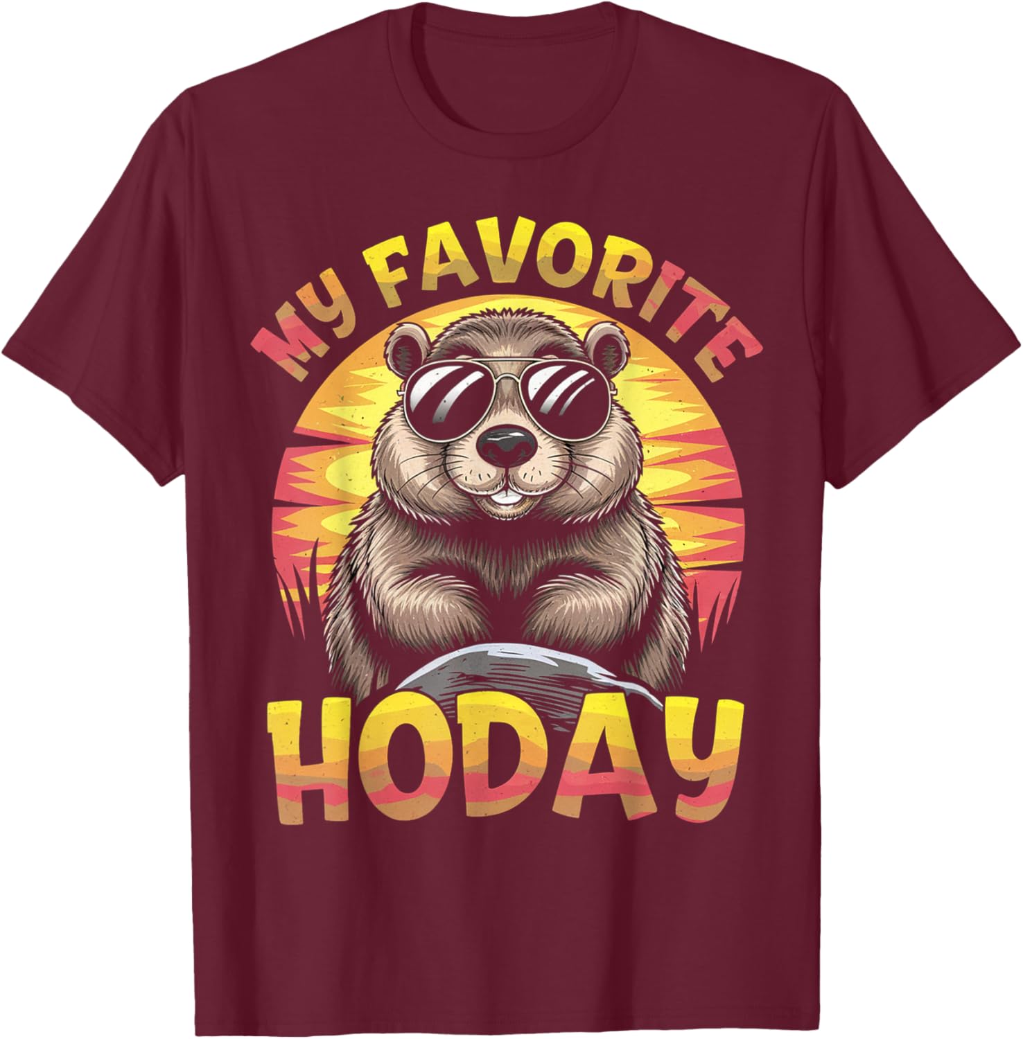 My Favorite Holiday Groundhog Day T-Shirt Featuring Woodchuck Design - 11