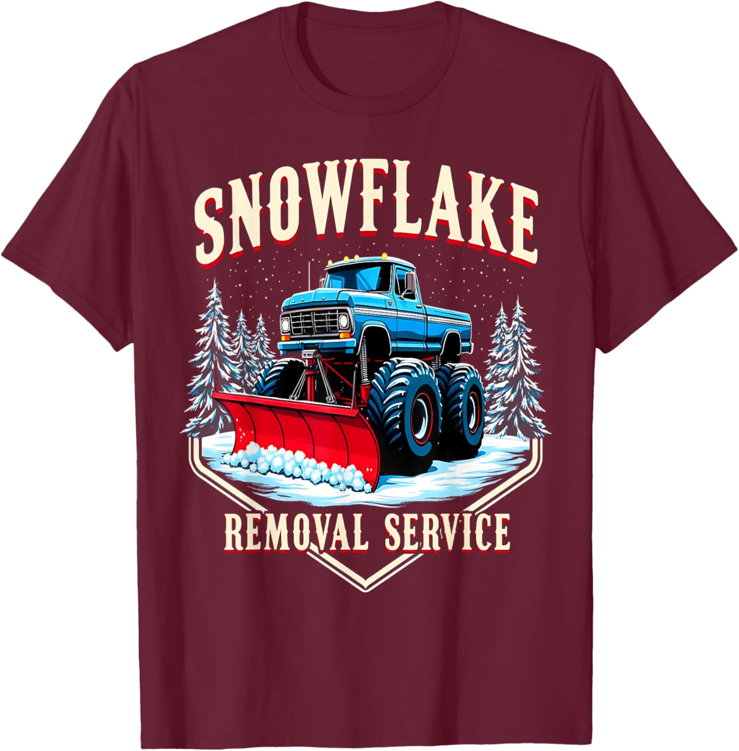 Monster Truck Snow Day Supporter T-Shirt for Snowflake Removal Fun - 5