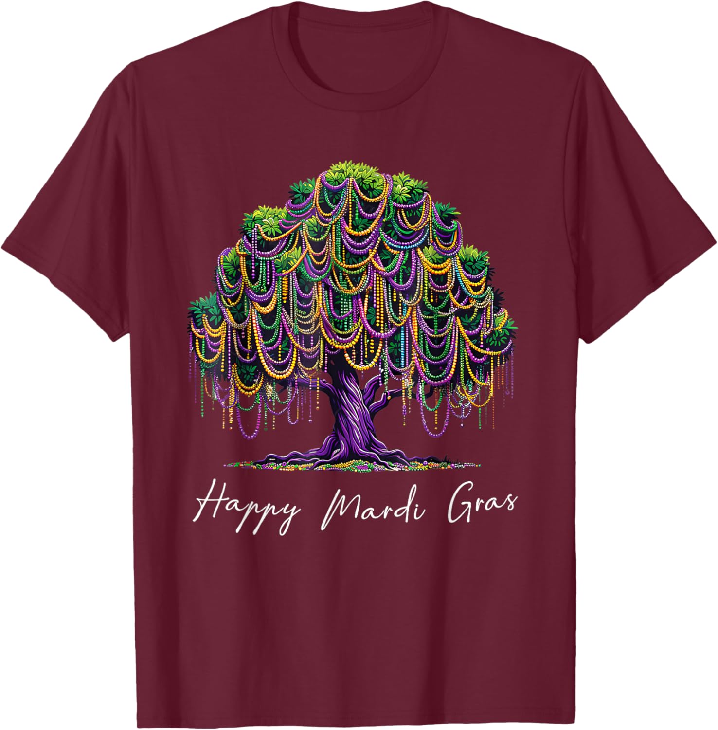 Mardi Gras Tree Beads T-Shirt for Men, Women, and Kids – Fat Tuesday Fun - 19