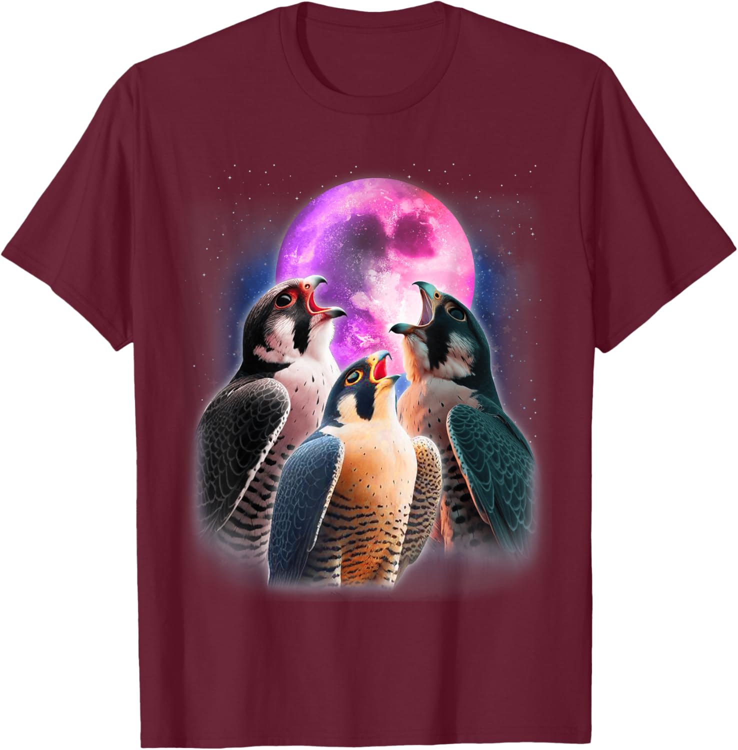 Funny Peregrine Falcon T-Shirt Howling at the Moon for Bird Lovers - 8