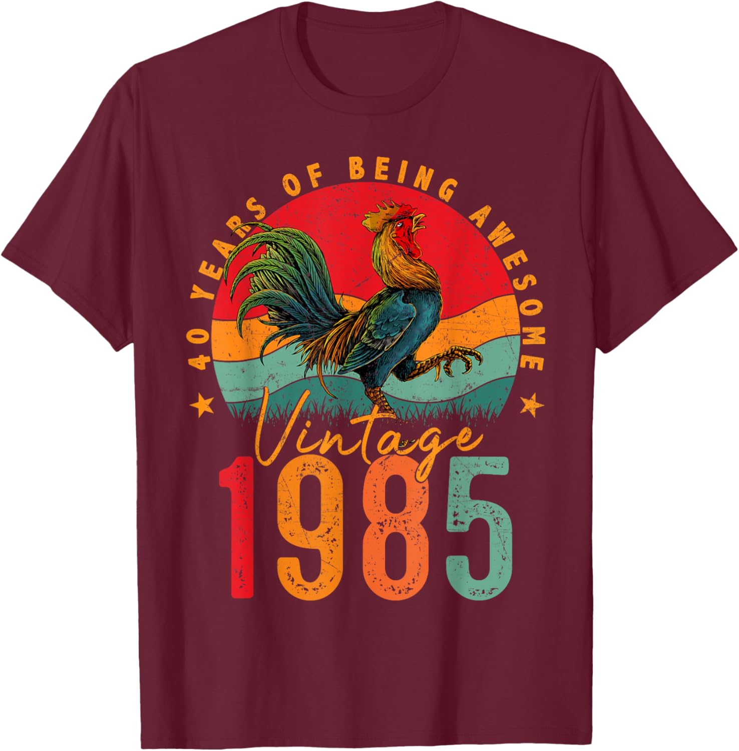 Vintage 1985 Chicken 40th Birthday Mens T-Shirt for 40 Year Old Gifts - 21