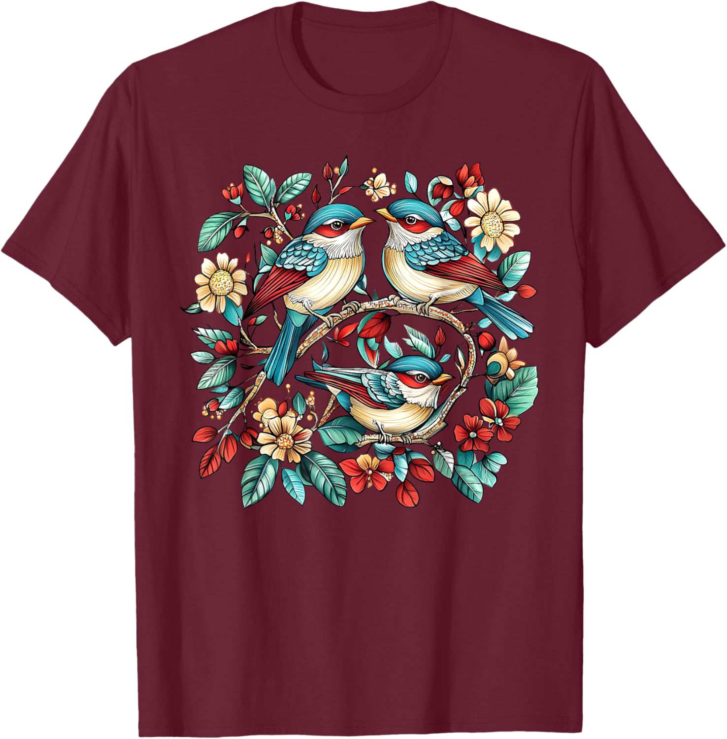 Cute Cottagecore Floral Bird T-Shirt for Nature Lovers and Bird Enthusiasts - 2