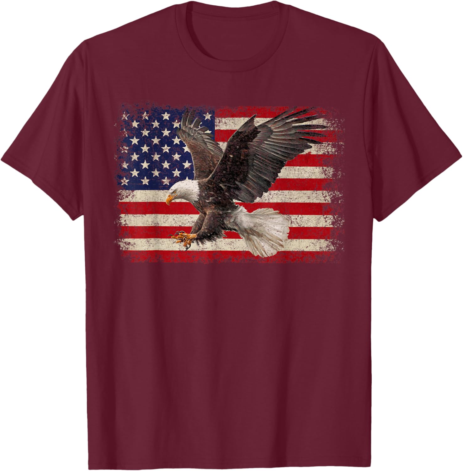 Patriotic Bald Eagle 4th of July T-Shirt with USA Flag Design - 4