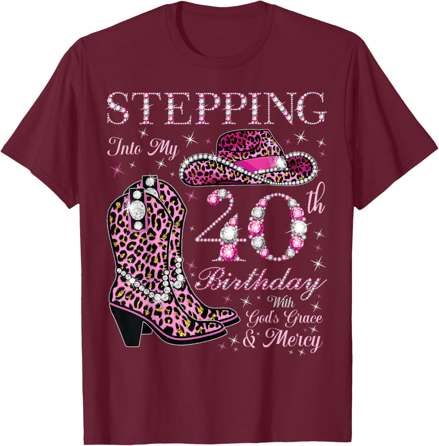 40th Birthday T-Shirt with God's Grace and Mercy for Celebrating Life - 10
