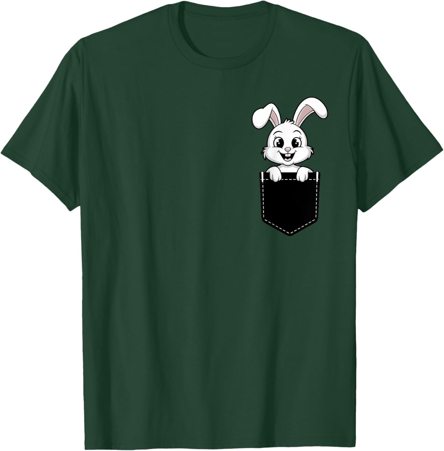 Cute Funny Rabbit in Pocket T-Shirt for Men and Women - Animal Lovers Design - 19