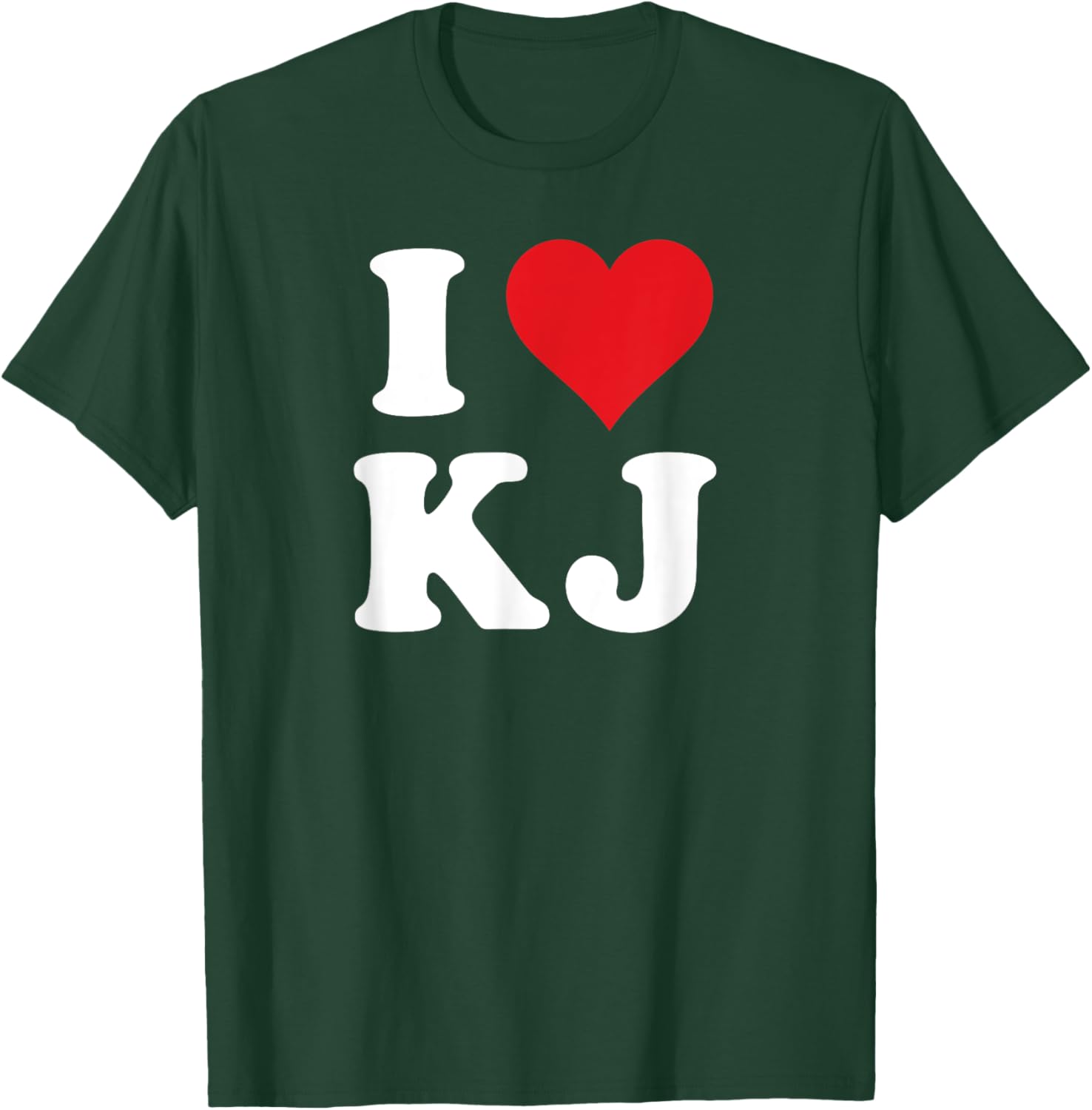 I Love KJ Initials Heart Design K J T-Shirt for Stylish Casual Wear - 15
