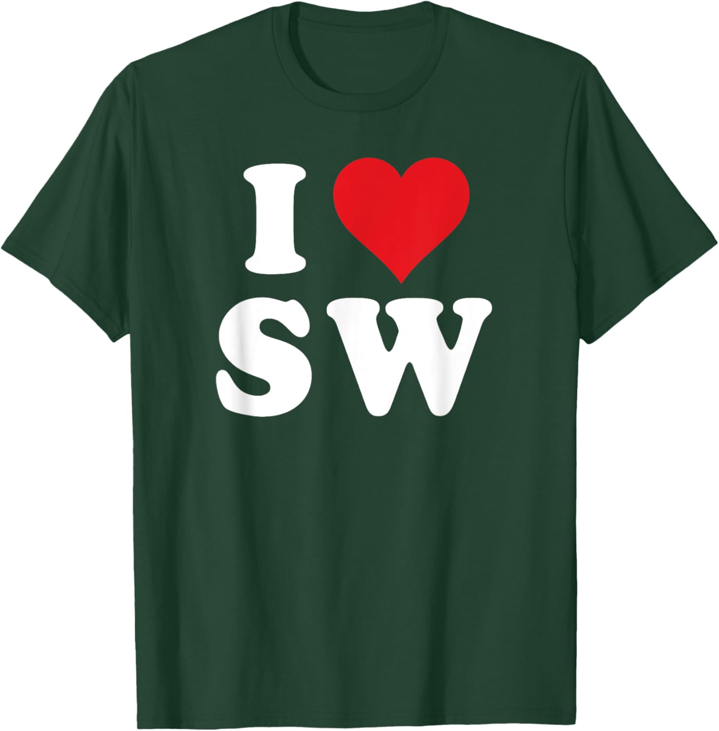 I Love SW Initials Heart T-Shirt for Stylish SW Fans and Gift Ideas - 3