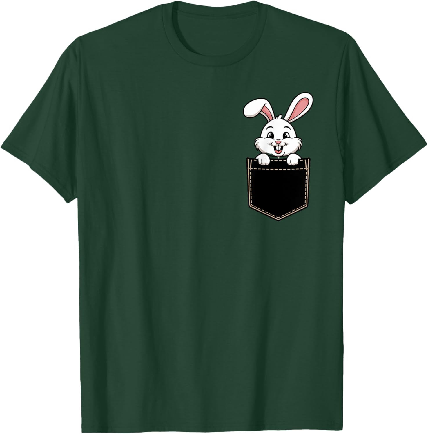 Cute Funny Rabbit Pocket T-Shirt for Men and Women - Adorable Animal Tee - 21