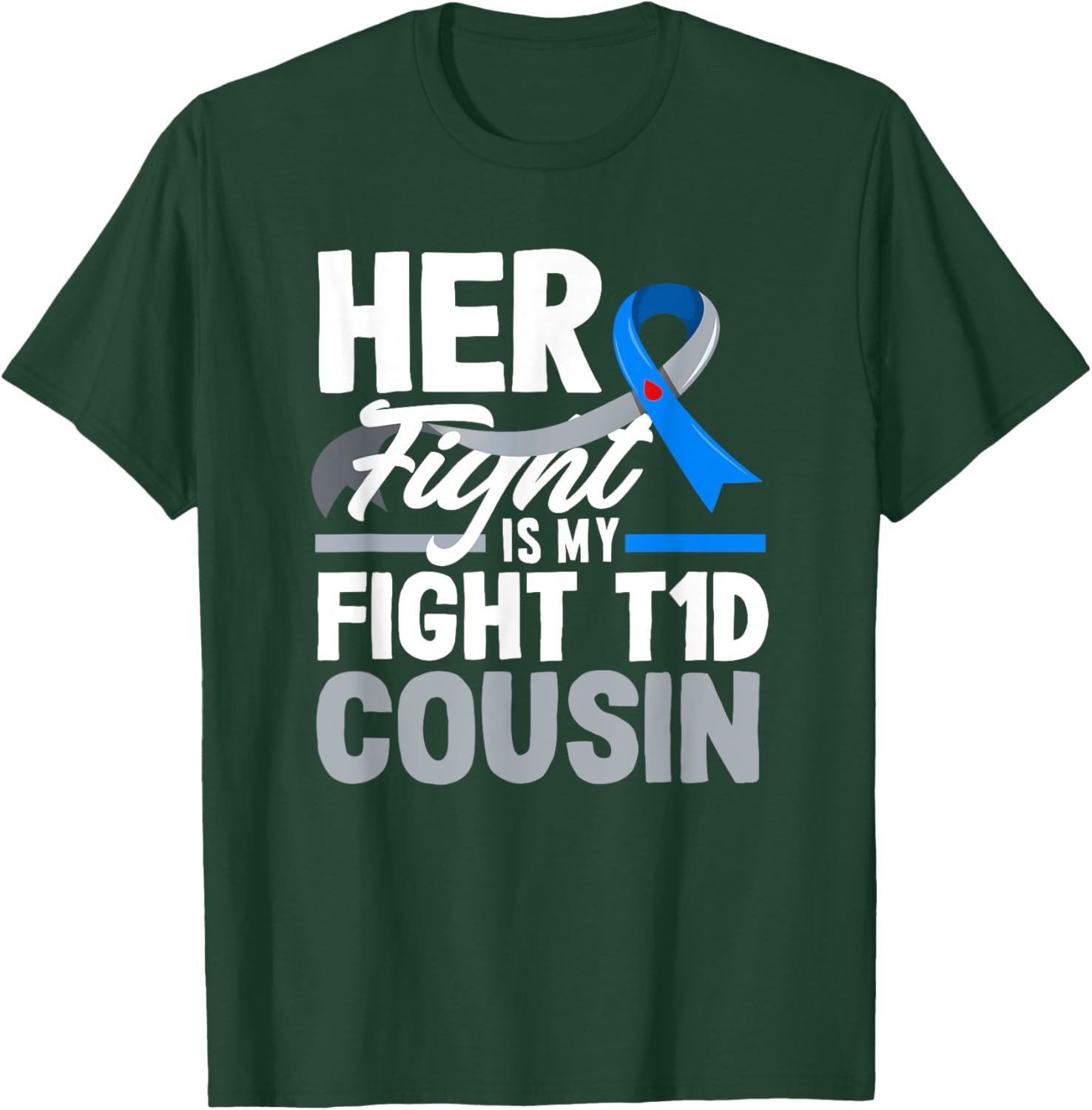 Her Fight Is My Fight T1D Awareness T-Shirt for Diabetes Support Cousins - 9