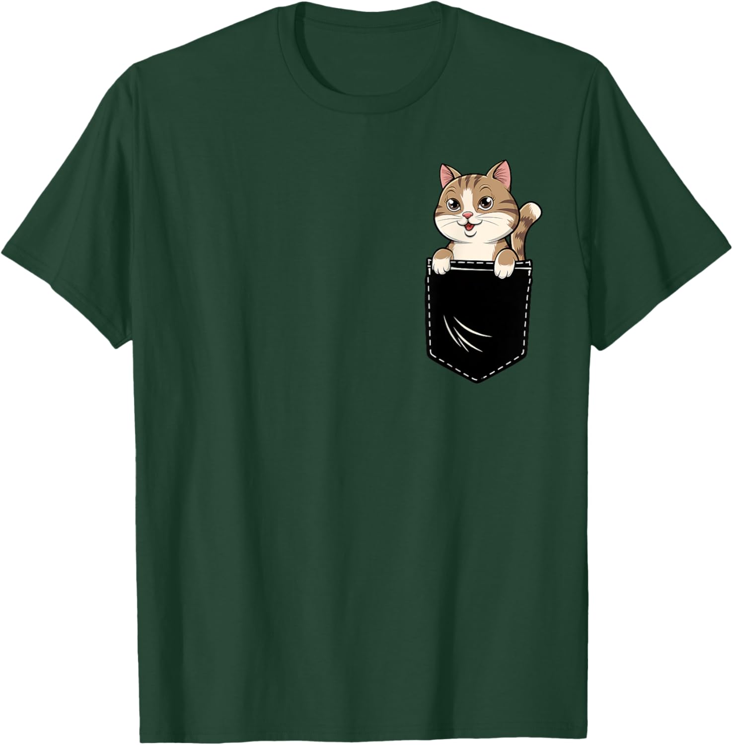 Cute Funny Cat Pocket T-Shirt for Men and Women - Adorable Animal Design - 28