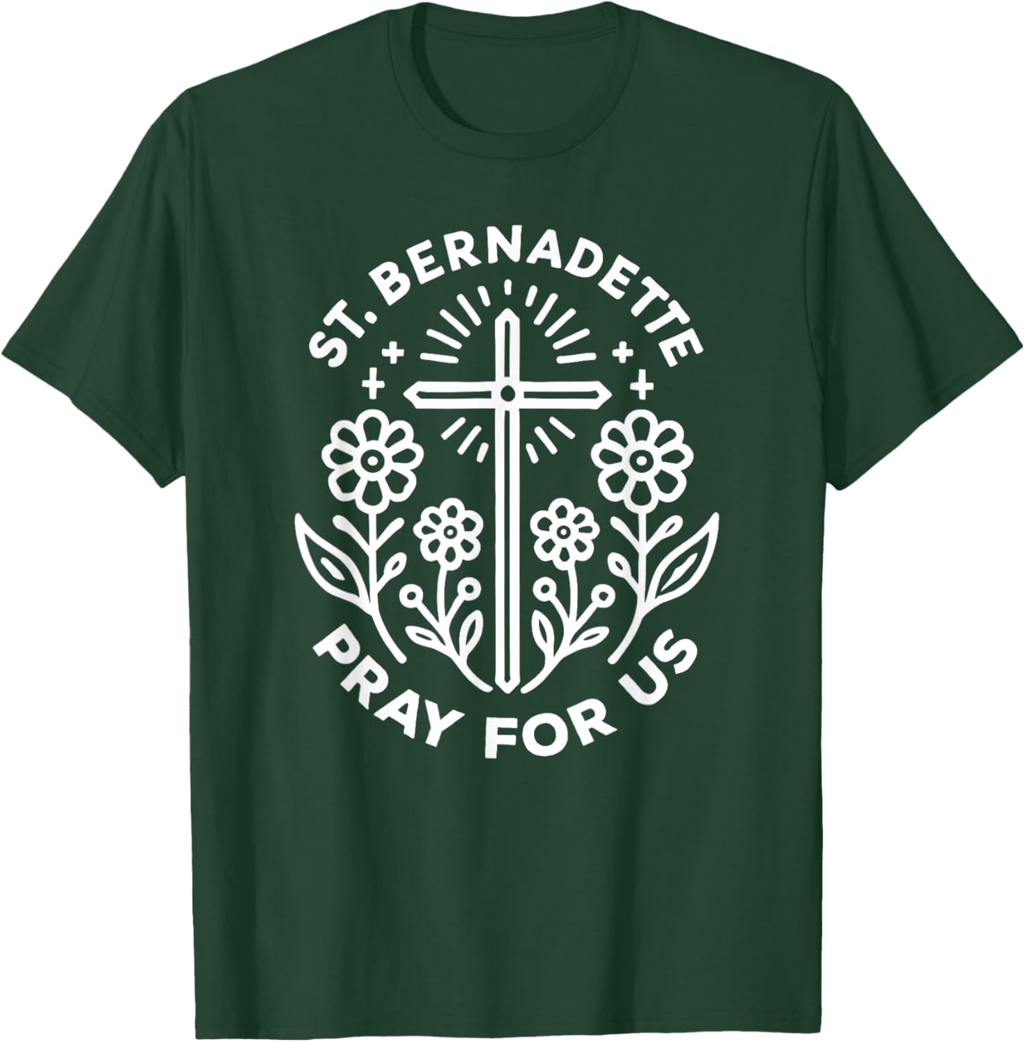 St Bernadette Pray for Us Catholic Prayer T-Shirt for Faithful Wearers - 5