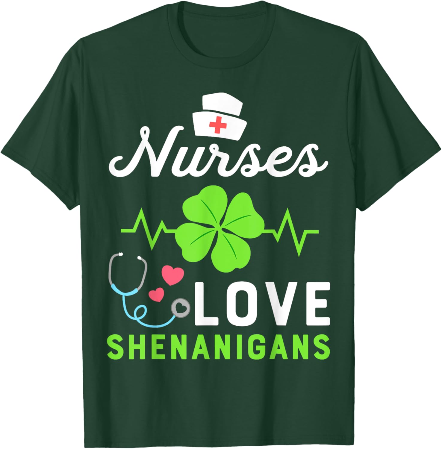 Nurse St Patricks Day Shamrock Heart T-Shirt for Fun Nursing Shenanigans - 6