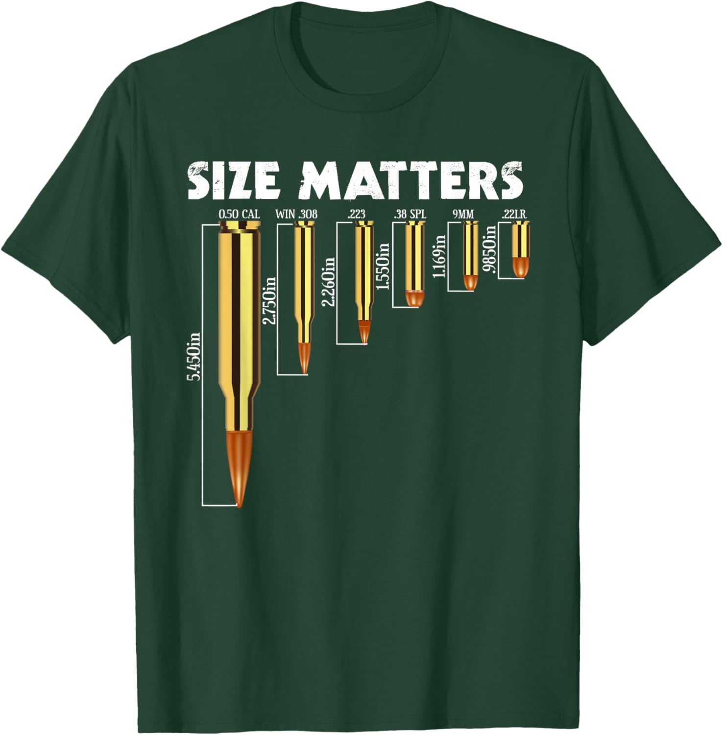 Size Matters T-Shirt for Bullet Lovers, Perfect Caliber Graphic Tee - 4