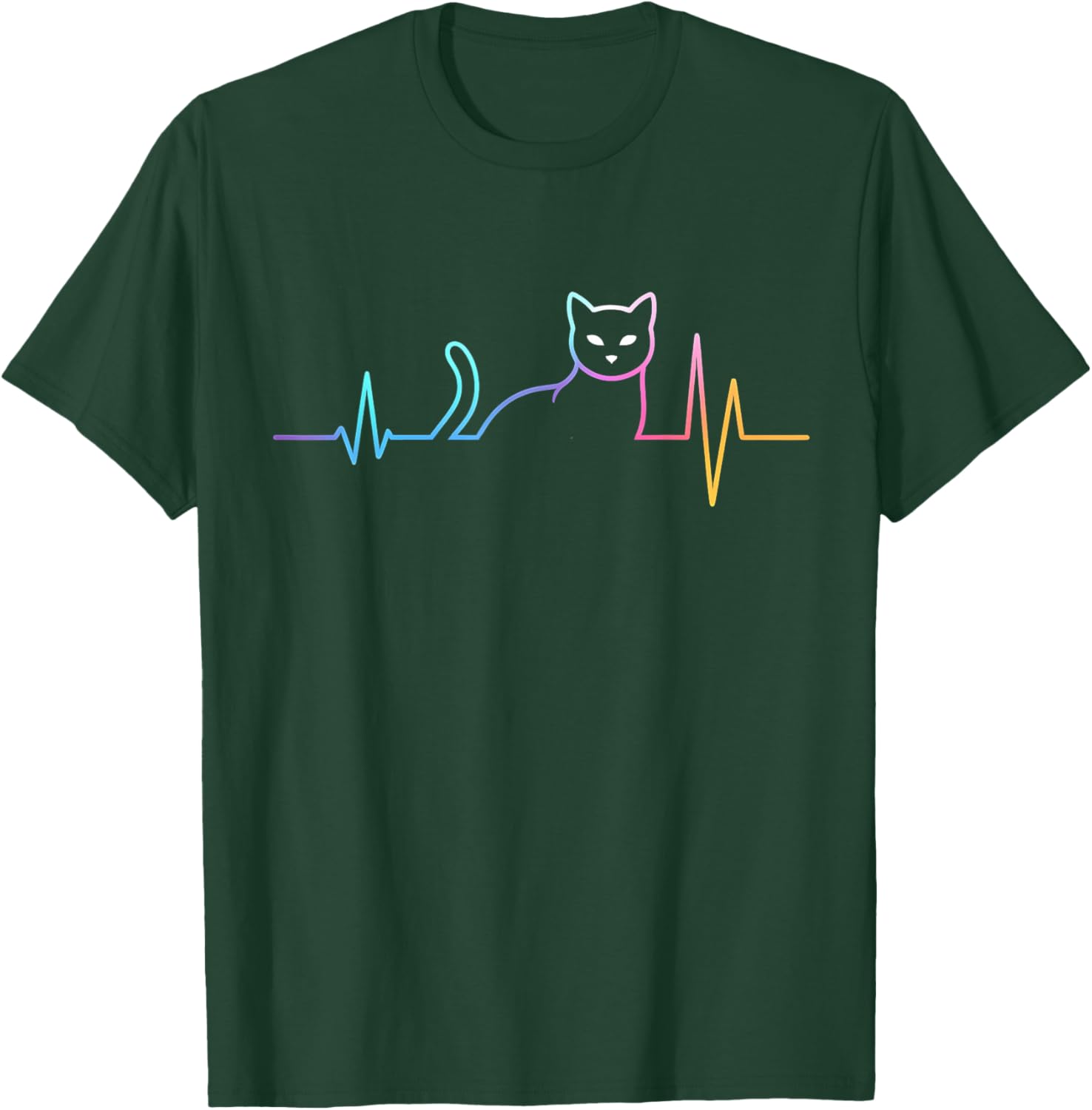 Colorful Heartbeat Cat T-Shirt for Funny Cat Lovers - Gifts for All Ages - 9
