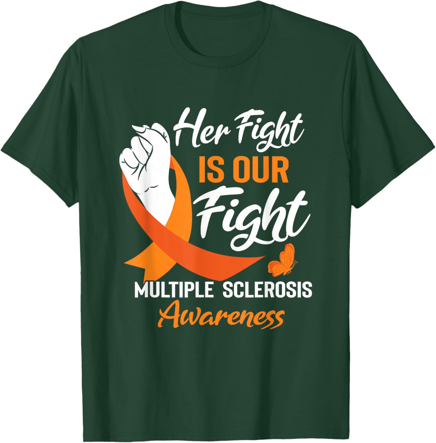 MS Multiple Sclerosis Awareness Orange Ribbon T-Shirt for Supporters - 7