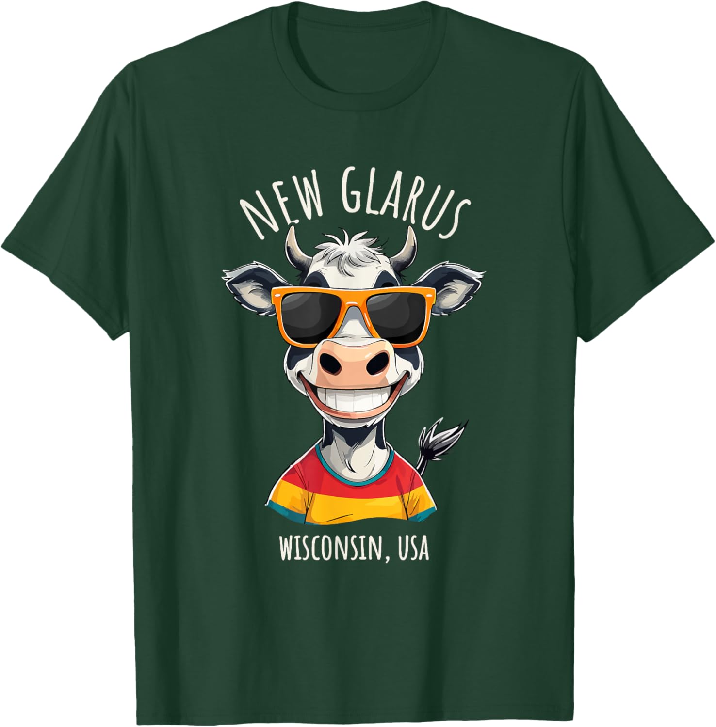 Funny Cow Cartoon T-Shirt from New Glarus WI USA - Unique Gift Idea - 16