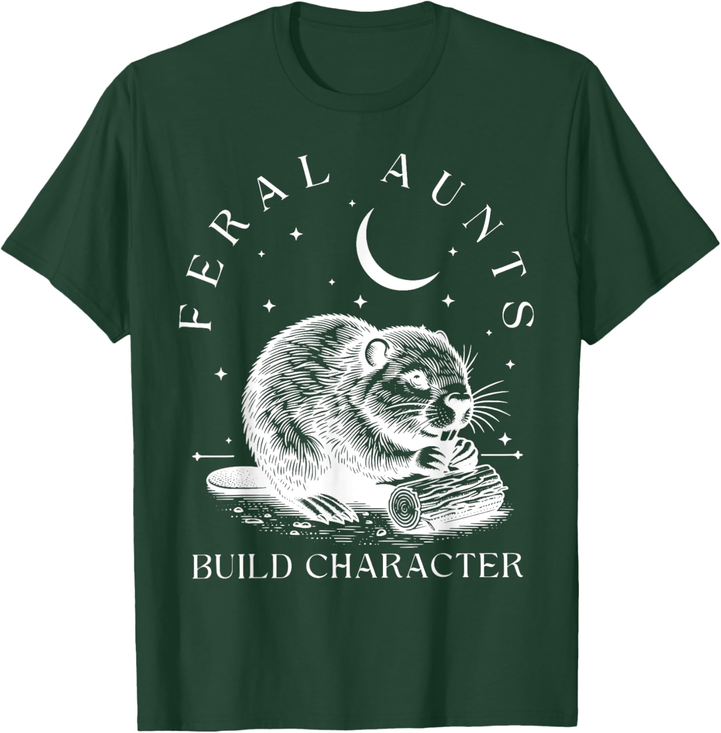 Funny Retro Aunt T-Shirt with Cute Beaver Design – Build Character Style - 15