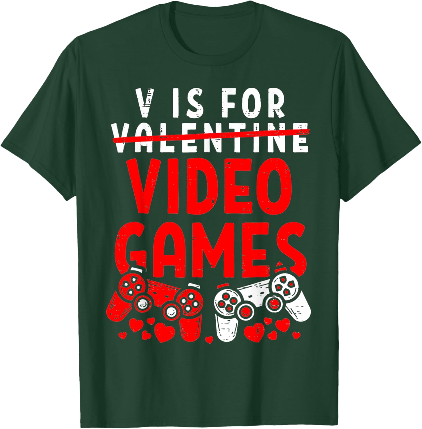 Funny V Is For Video Games Valentine's Day T-Shirt for Gamer Men - 7