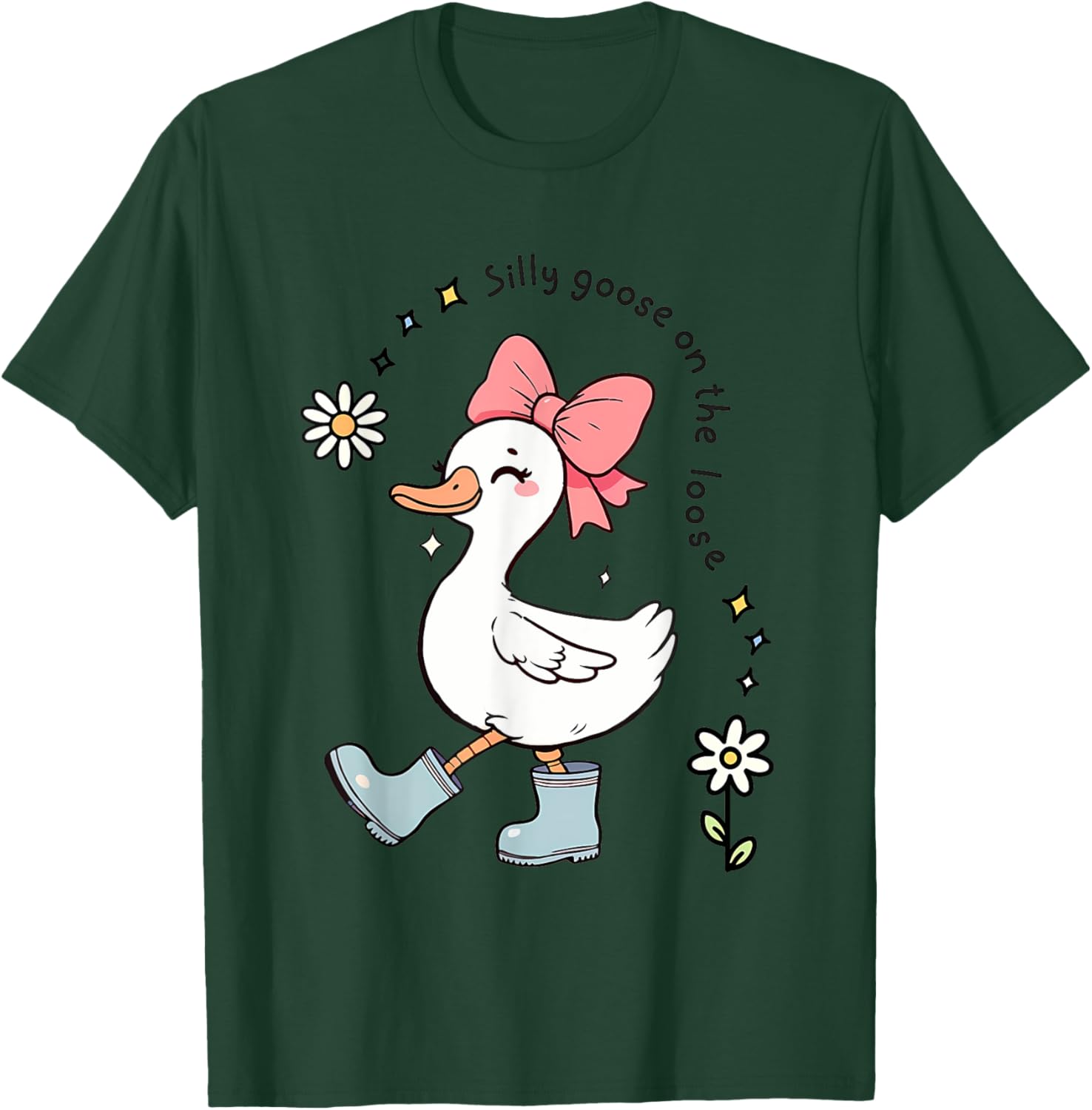 Funny Silly Goose On The Loose Kids T-Shirt for Girls - Adorable Design - 24