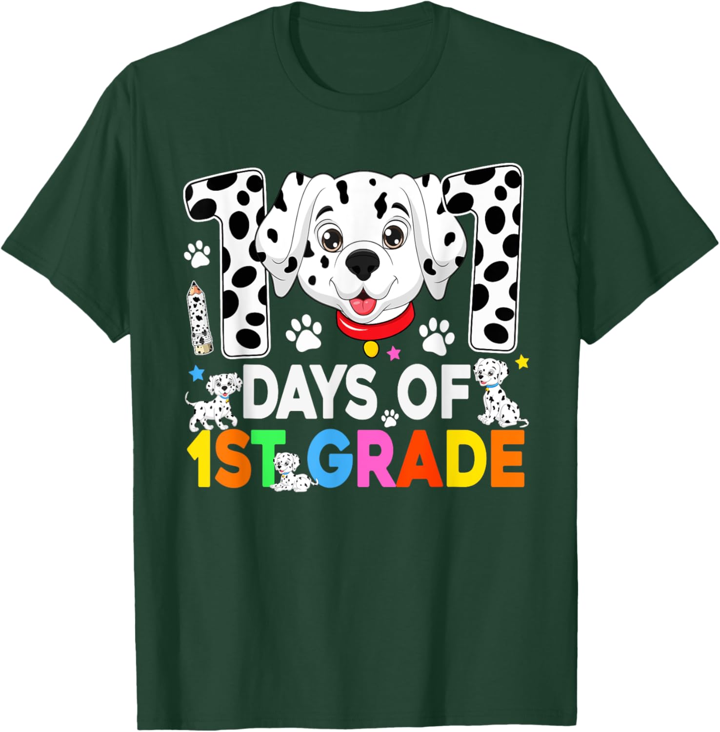 100 Days of School Dalmatian Dog T-Shirt for Kids 3rd Grade Fun Fashion - 16