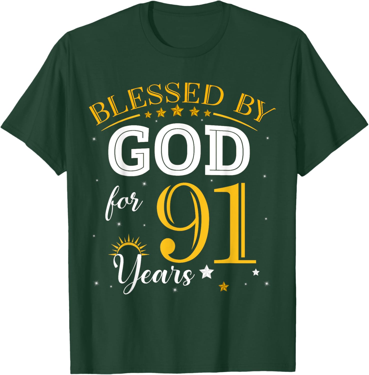 Vintage Blessed by God 91 Years Old Birthday Girl T-Shirt Gift - 11