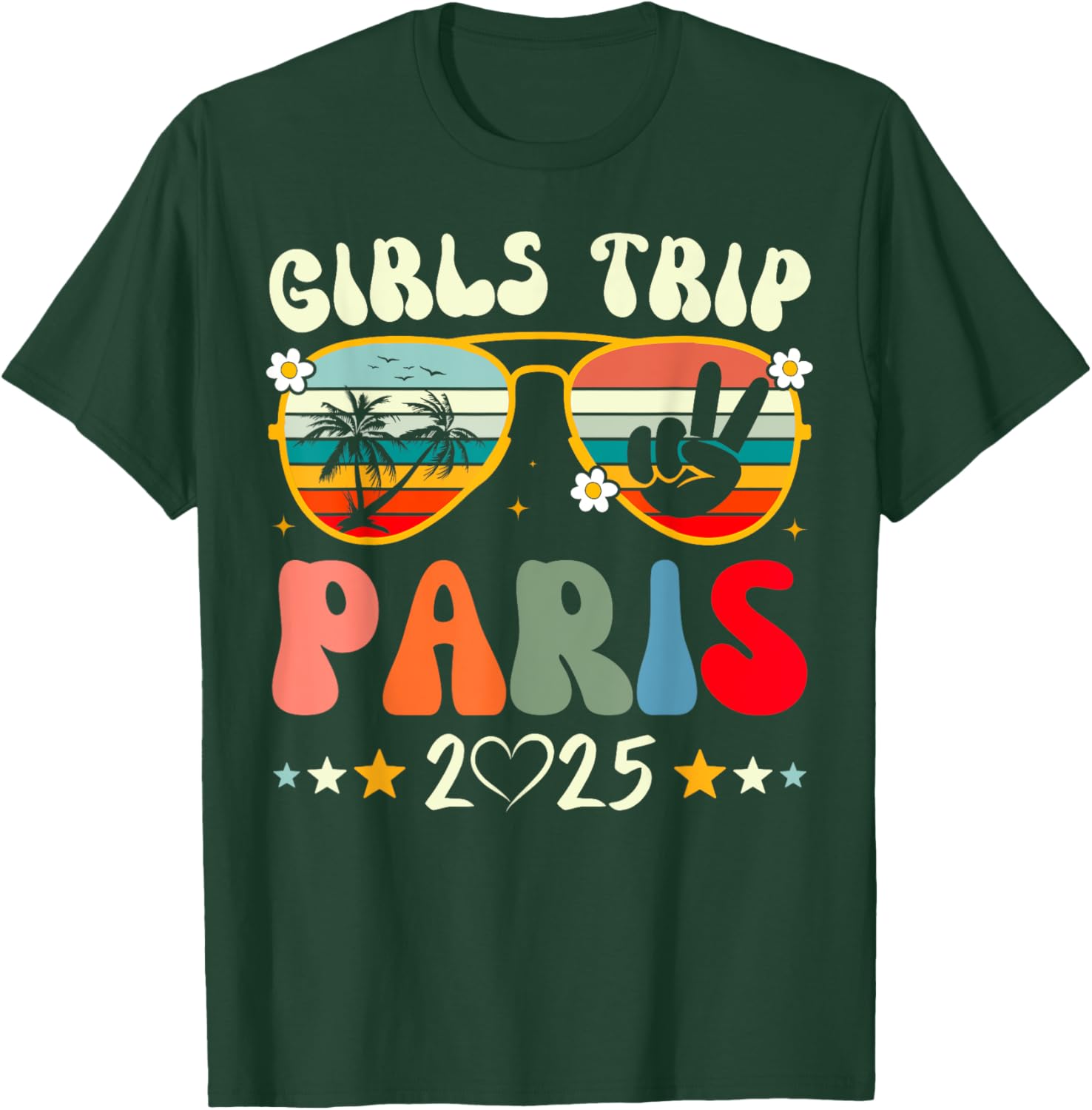 Girls Trip Paris 2025 Summer Vacation Retro T-Shirt for Matching Outfits - 9