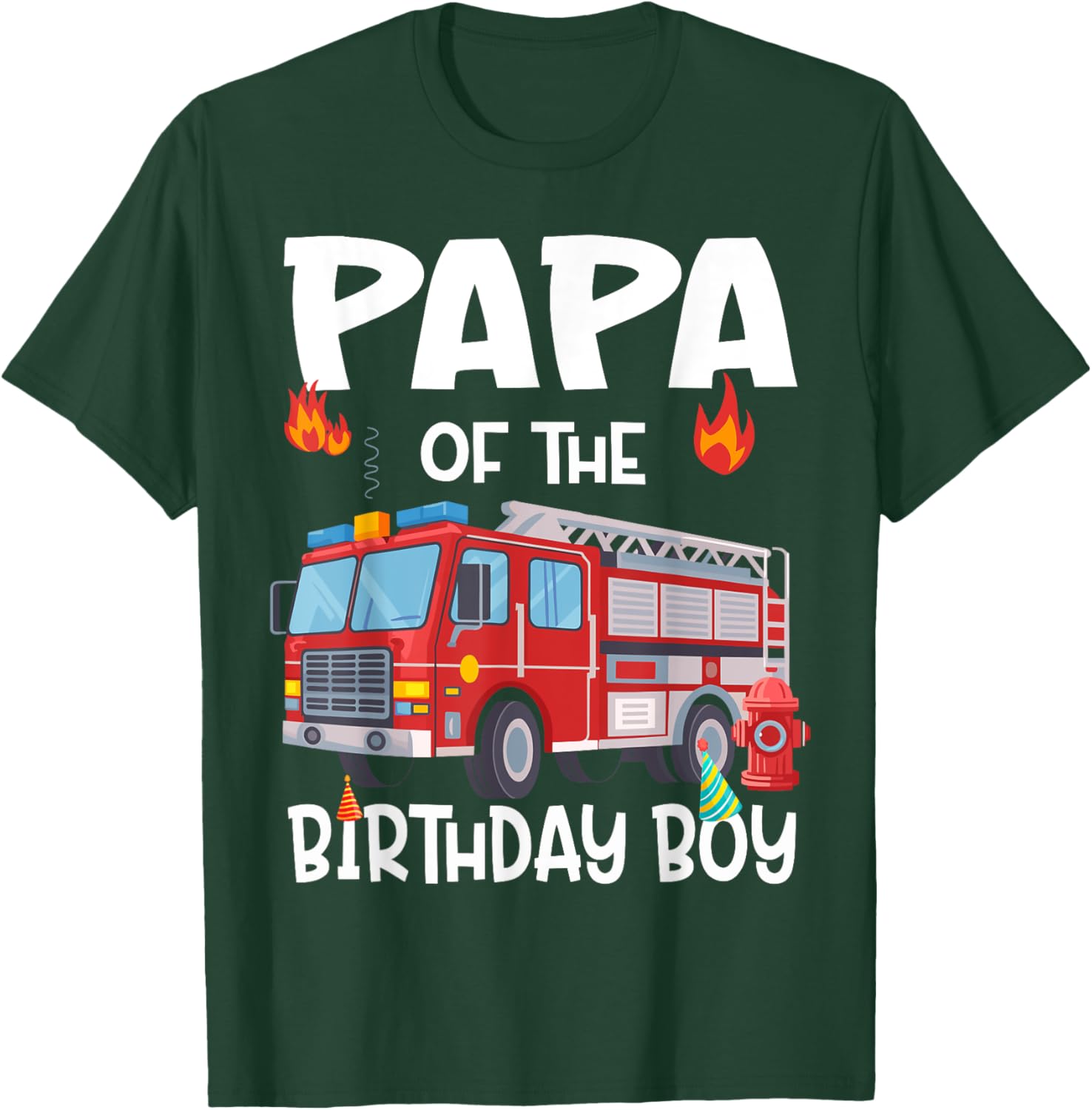 Papa of the Birthday Boy Fire Truck Firefighter Dad T-Shirt Perfect Gift - 10