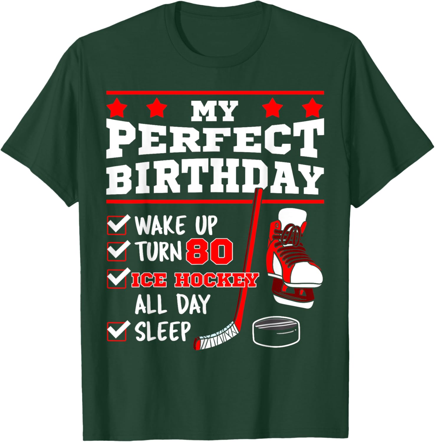 Ice Hockey 80th Birthday Party Puck T-Shirt for Sports Fans - 21