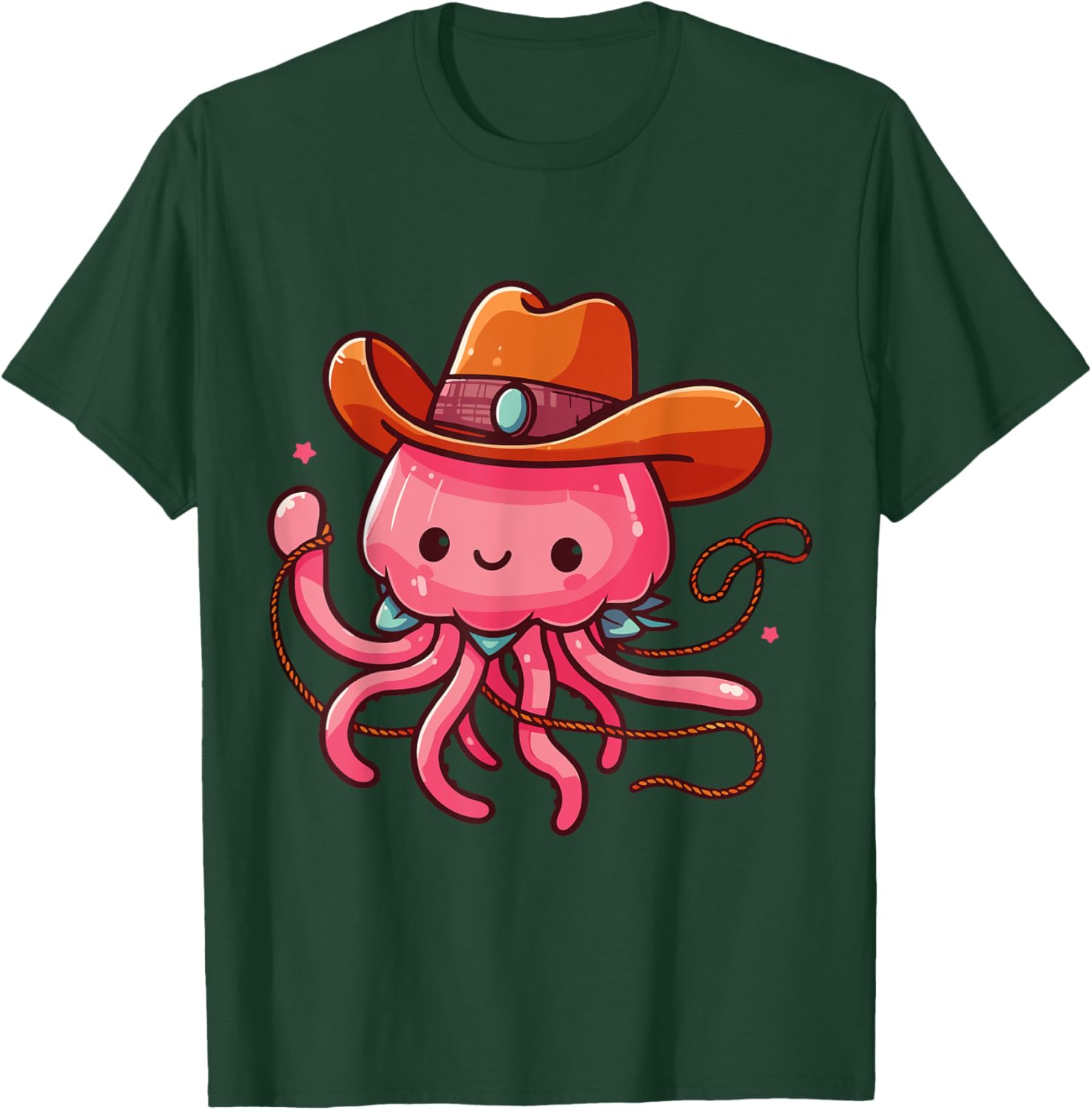 Western Rodeo Cowboy Hat and Jellyfish Texas Animals T-Shirt for Men - 17