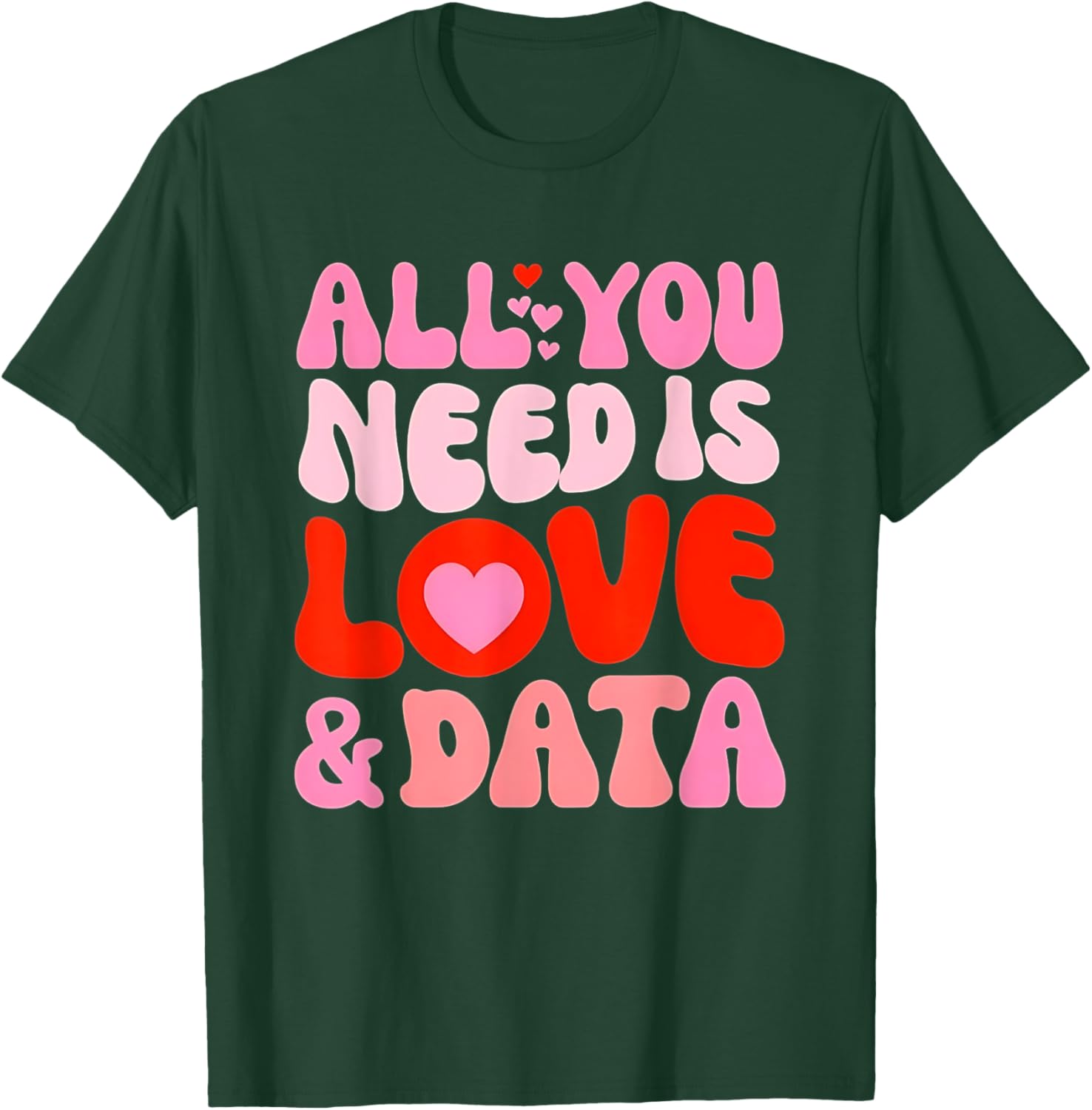 Retro Love and Data Teacher Valentine's Day T-Shirt for Educators - 11