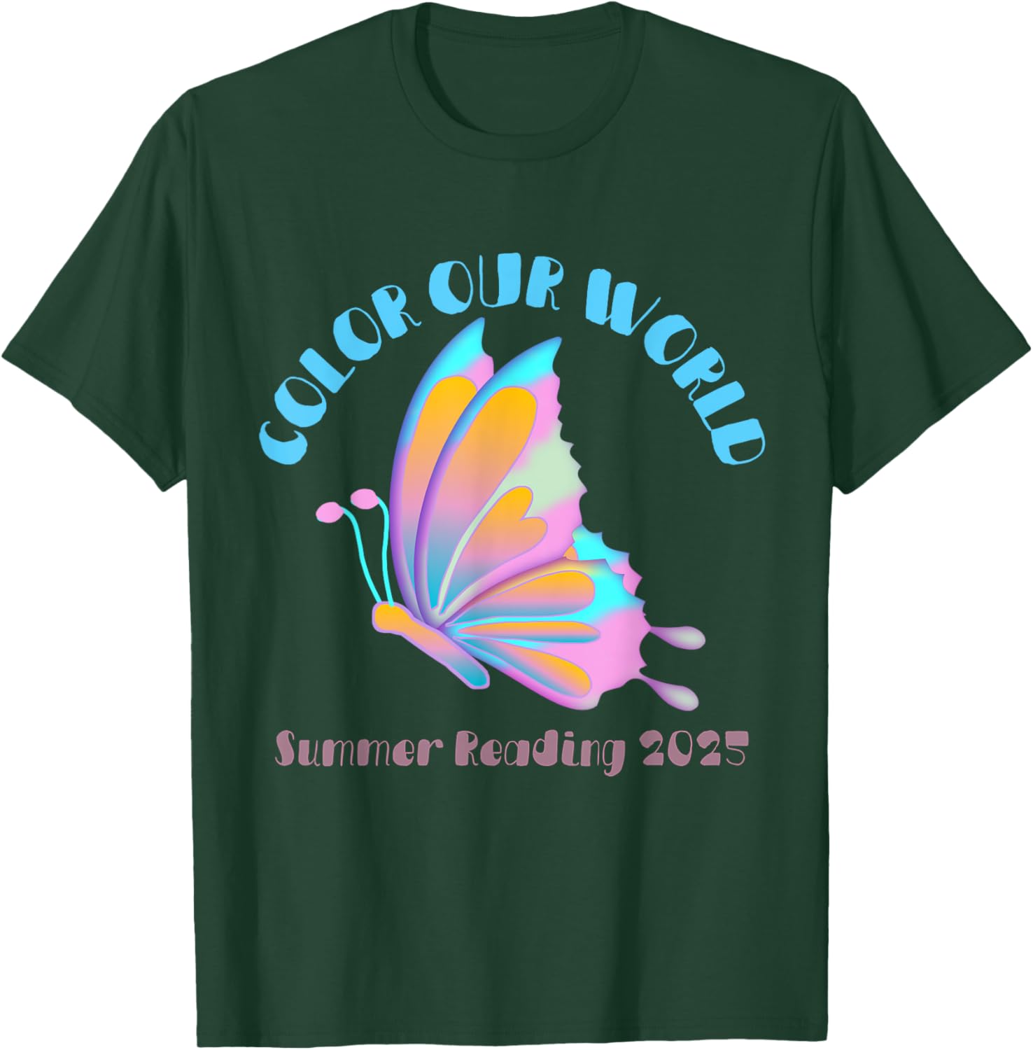 Color Our World Summer 2025 Butterfly T-Shirt for Reading Enthusiasts - 5