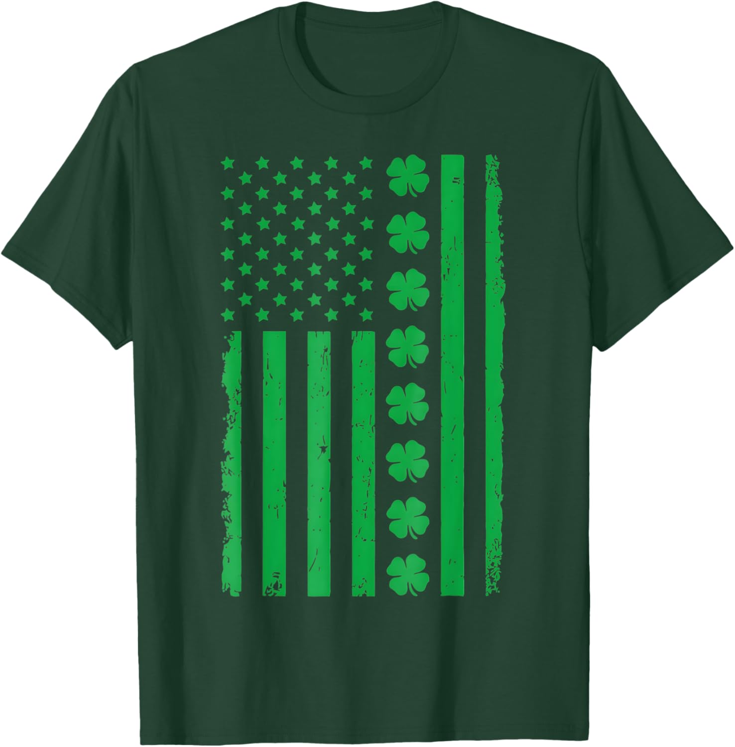Stunning US American Flag T-Shirt with Shamrocks for St. Patrick's Day - 10