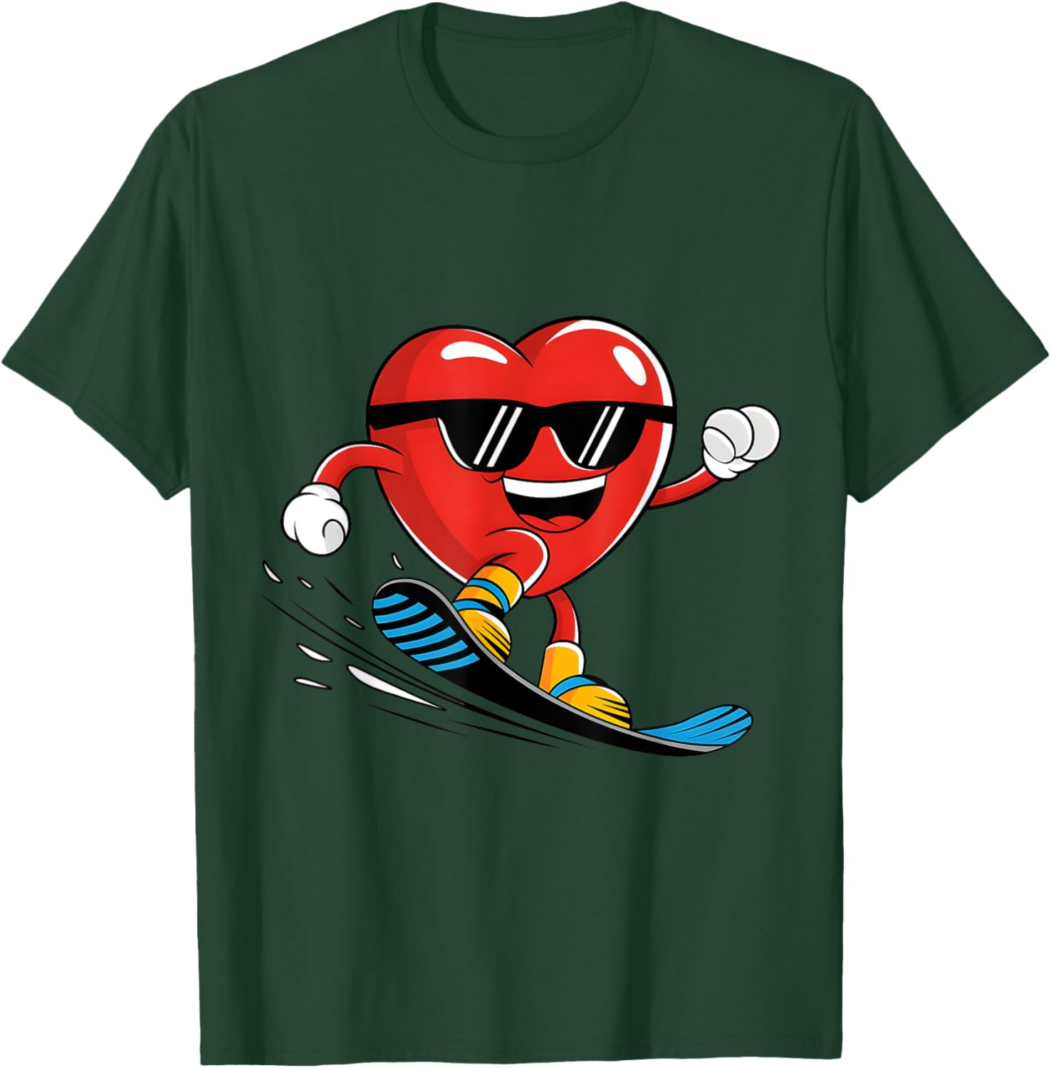 Snowboard Heart Valentine's Day T-Shirt for Boys and Girls Fun Gift - 2