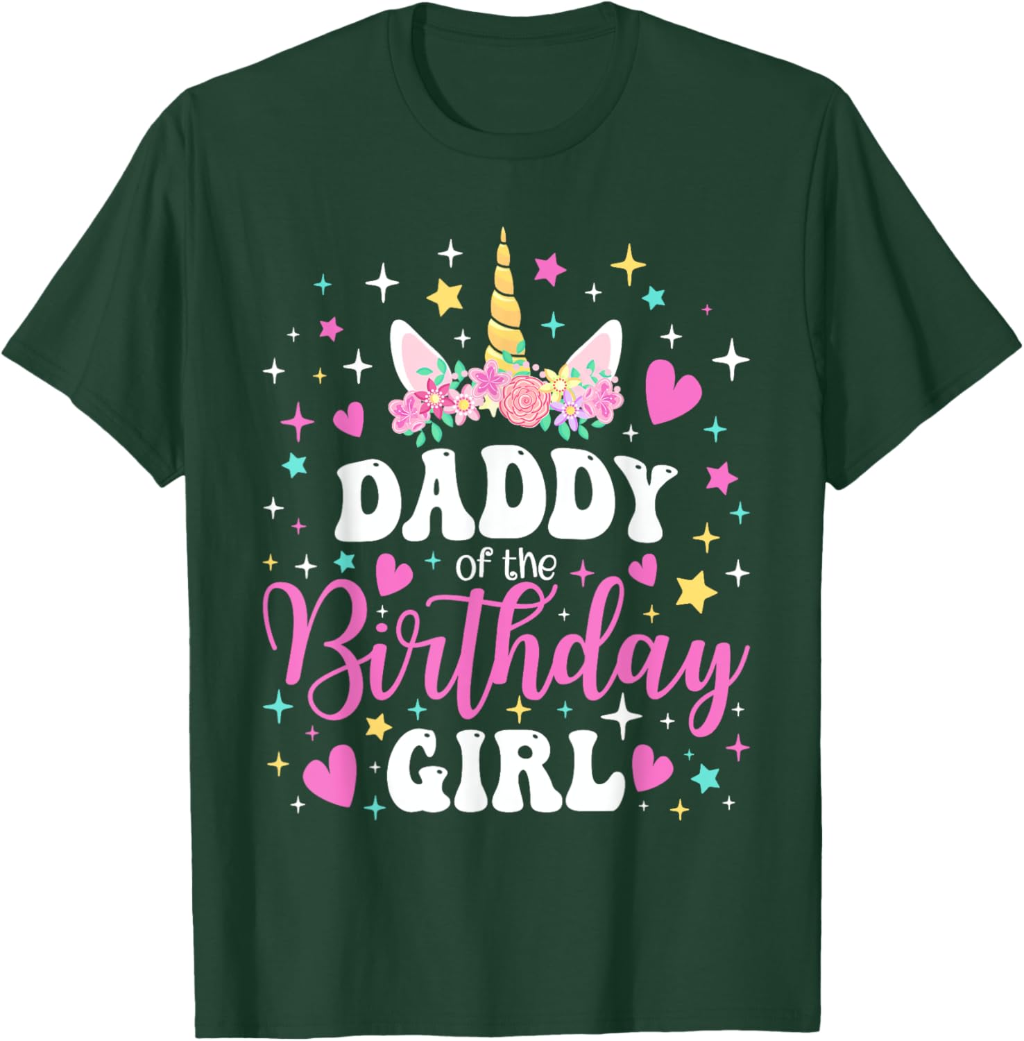 Family Matching Unicorn Daddy T-Shirt for Birthday Girl Celebration - 4